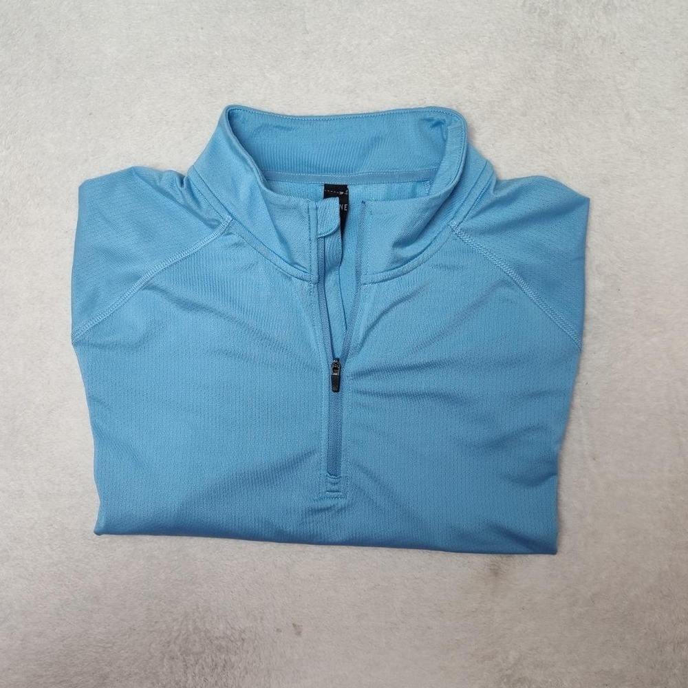 Rhone Sweater Mens L Blue Courtside 1/4 Zip Performance Golf Tennis Work Stretch